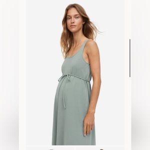 MAMA Calf-Length Cotton Maternity Dress